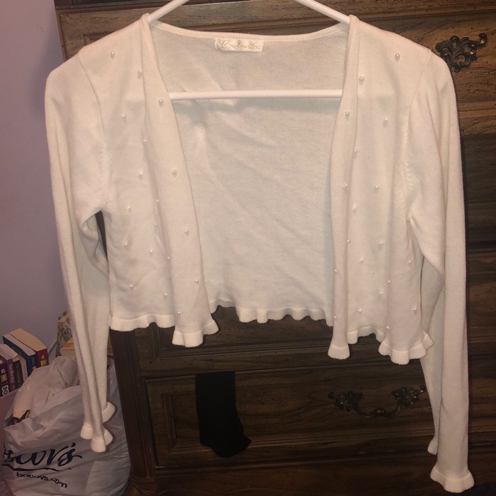 white pearl sweater